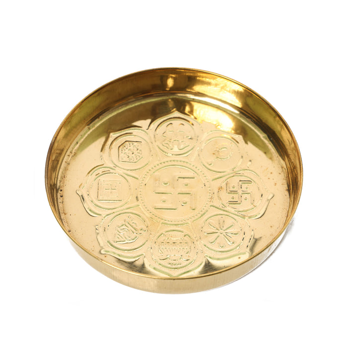 Brass Plate - 6 Inches | Nakshatra Plate/ Thali Plate/ Pooja Plate for Home/ 80 Gms Approx