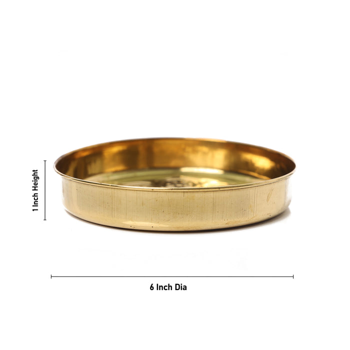 Brass Plate - 6 Inches | Nakshatra Plate/ Thali Plate/ Pooja Plate for Home/ 80 Gms Approx