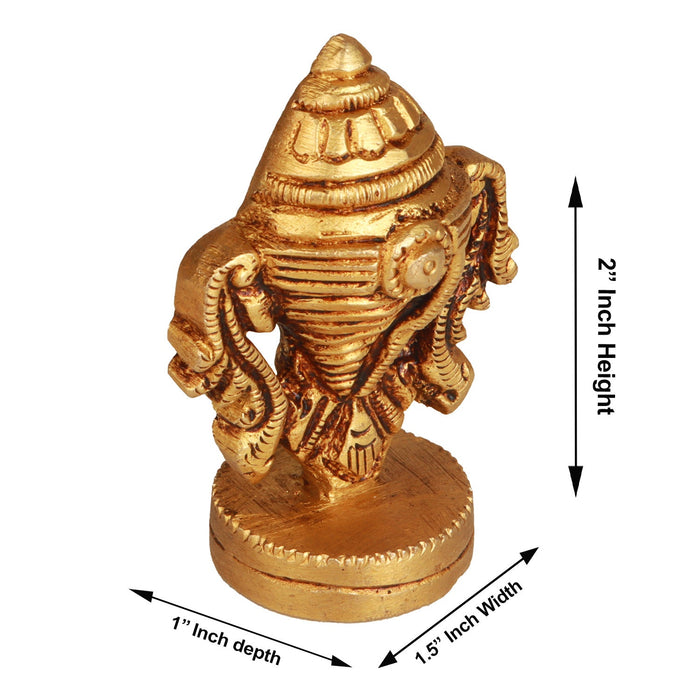 Brass Shankh with Base - 2 Inches | Antique Finish Sangu Statue for Deity/ 60 Gms Approx - Deity Accessories