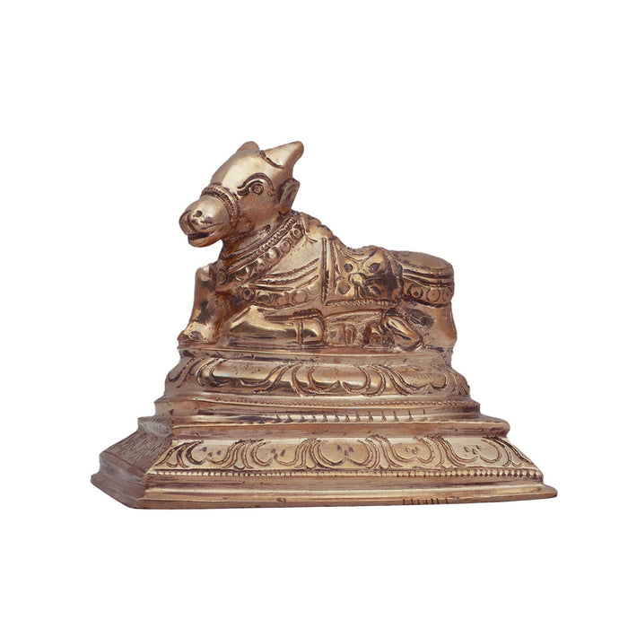 Nandi Statue - 3 Inches | Panchaloha Idol/ Nandhi Statue/ Nandi Murti for Pooja/ 1.125 Kgs Approx