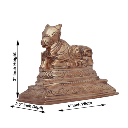 Nandi Statue - 3 Inches | Panchaloha Idol/ Nandhi Statue/ Nandi Murti for Pooja/ 1.125 Kgs Approx - Panchaloha Murties