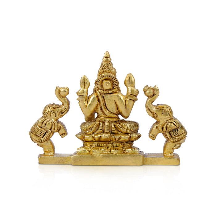 Gajalakshmi Statue - 2.5 Inches | Brass Idol/ Antique Gajalaxmi Idol for Puja/ 160 Gms Approx