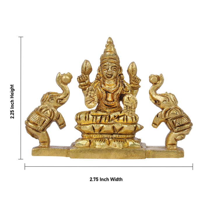 Gajalakshmi Statue - 2.5 Inches | Brass Idol/ Antique Gajalaxmi Idol for Puja/ 160 Gms Approx