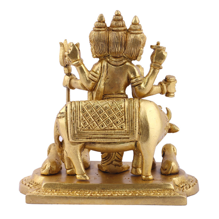 Datta Murti - 6 Inches | Antique Brass Statue/ Dattatreya Idol/ Datta Idol for Pooja/ 1.160 Kgs Approx