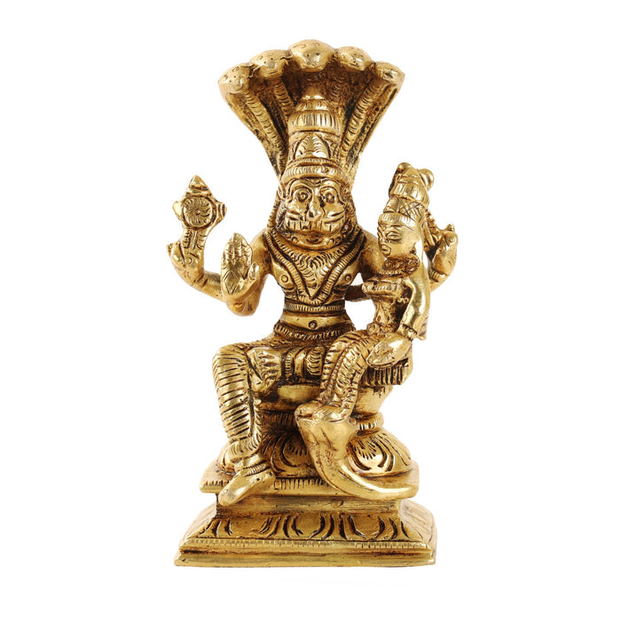 Lakshmi Narasimhar with Nagam - 5 Inches | Brass Statue/ Antique Finish Lakshmi Narasimha Statue for Pooja