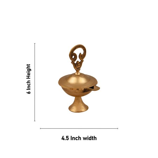 Brass Diya | Brass Deepam/ Om Design Vilakku/ Lamp for Pooja