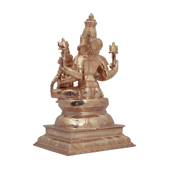 Lakshmi Narasimhar Idol - 10 x 6.5 Inch | Panchaloha Statue/ Lakshmi Narasimha Statue for Pooja - Panchaloha Murties