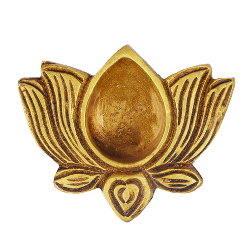 Lotus Deepam - 2 x 2.5 Inches | Brass Lamp/ Vilakku/ Diya for Pooja/ 135 Gms Approx - Karthik Deep