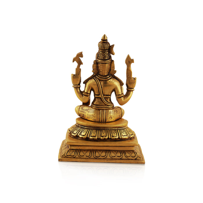 Shiva Statue - 6.5 Inches | Antique Brass Statue/ Shiv Sitting Murti/ Shivan Idol for Pooja - Brass Murties