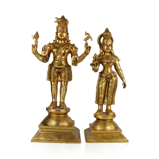 Shiv Parivar Murti - 18 Inches | Antique Brass Statue/ Shiva Parvati Statue for Pooja/ 13.560 Kgs Approx - Brass Murties