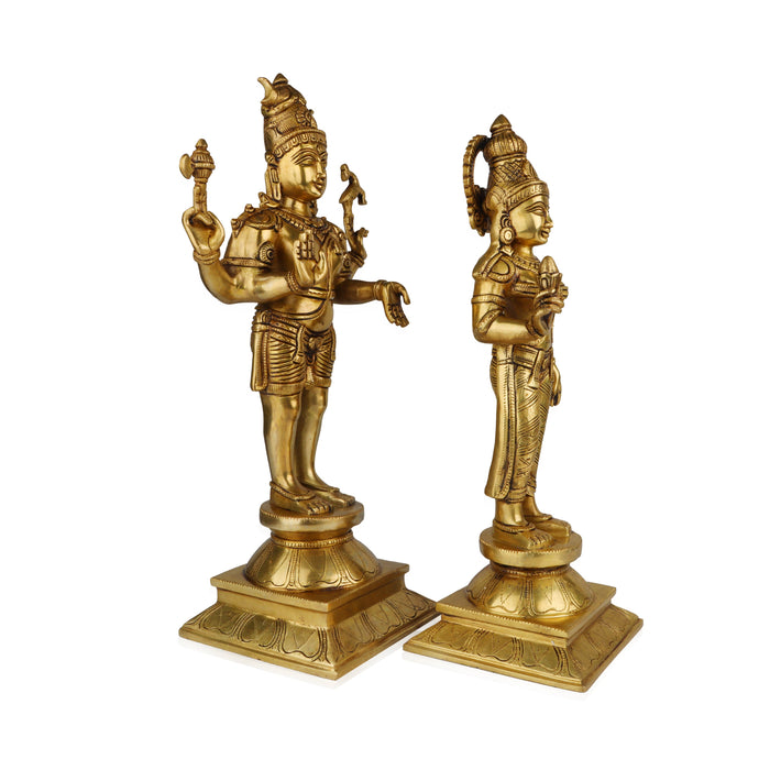 Shiv Parivar Murti - 18 Inches | Antique Brass Statue/ Shiva Parvati Statue for Pooja/ 13.560 Kgs Approx - Brass Murties