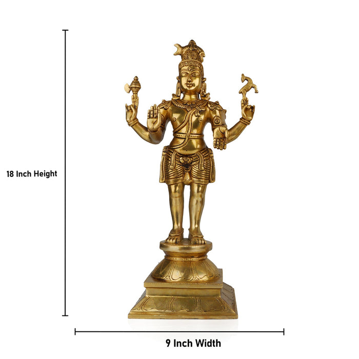 Shiv Parivar Murti - 18 Inches | Antique Brass Statue/ Shiva Parvati Statue for Pooja/ 13.560 Kgs Approx - Brass Murties