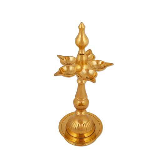 Kerala Vilakku - 11 Inch | Brass Nilavilakku/ Pancha Mukhi Kalash Deep/ Lamp for Pooja - Kerala Vilakku