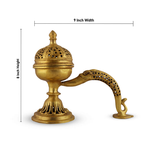 Sambrani Stand - 8 x 9 Inches | Antique Brass Dhoop Stand/ Dhoop Holder for Pooja - Sambrani Stand