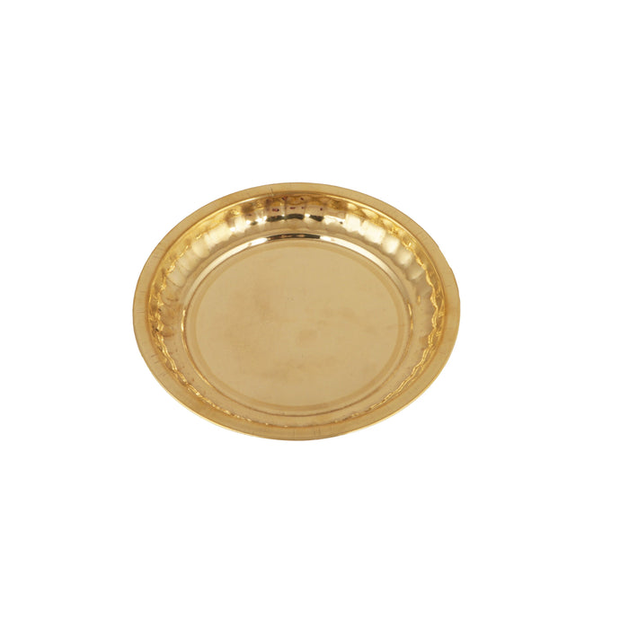 Brass Plate - 0.5 x 5 Inches | Pooja Plate/ Sargam Design Thali Plate for Home/ 40 Gms Approx