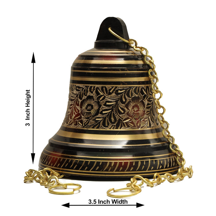 Brass Bell | Brass Bell Hanging/ Pooja Hanging Bell with Chain/ Hanging Bells for Mandir