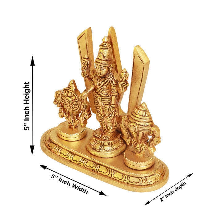 Balaji Murti | Balaji Statue/ Antique Brass Statue/ Namam Shank Chakra Balaji Idol for Pooja