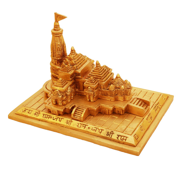 Ram Mandhir - 5 x 7 Inches | Antique Brass Statue/ Ram Mandir Idol for Pooja/ 2.530 Kgs Approx - Table Stand Accessories