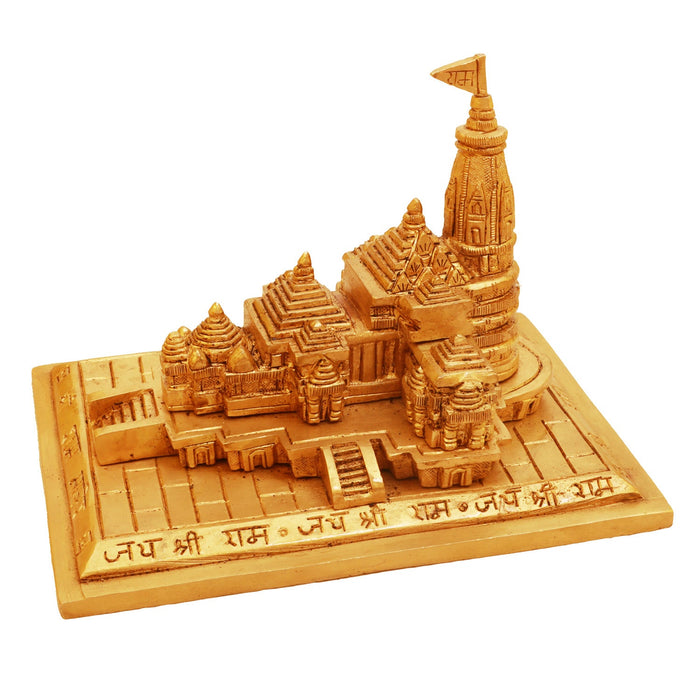 Ram Mandhir - 5 x 7 Inches | Antique Brass Statue/ Ram Mandir Idol for Pooja/ 2.530 Kgs Approx - Table Stand Accessories