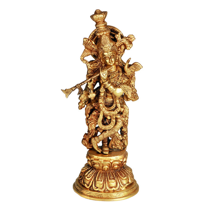Krishnan Statue | Brass Idol/ Krishna Idol/ Lord Krishna Standing/ Krishna Murti for Pooja