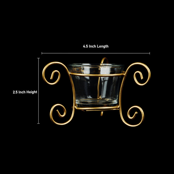 Candle Holder - 2.5 x 4.5 Inches | Votive Candle Holder/ Glass Candle Holder for Decor/ 130 Gms Approx - Table Stand Accessories