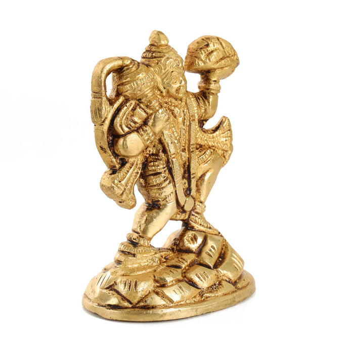 Pahad Hanuman - 4 Inches | Anjaneya Statue/ Antique Brass Statue/ Hanuman Murti for Pooja/ 380 Gms Approx