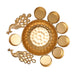 Metal Uruli - 2 x 8.5 Inches | Brass Polish Urli/ T Lite Holder & Peacock Design Flower Pot for Pooja/ 175 Gms Approx - Uruli & Flower Pot