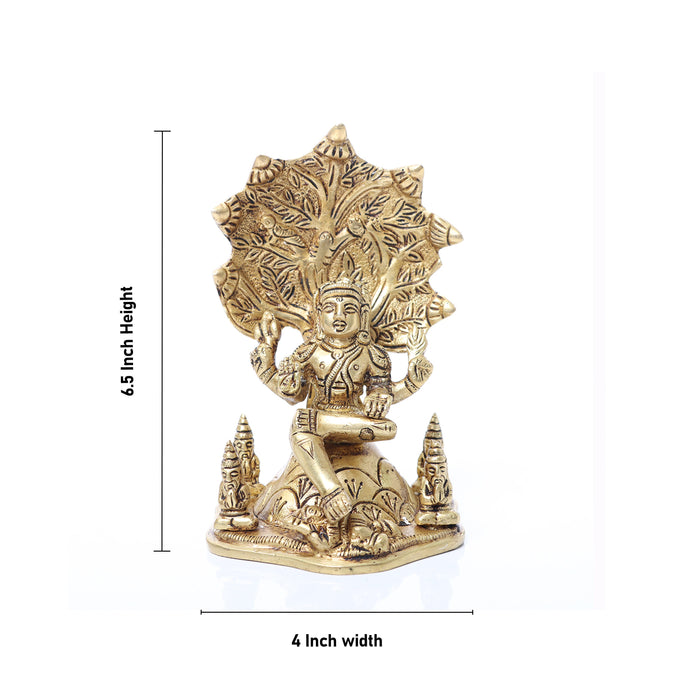 Dakshinamurthy Idol - 6.5 Inches | Antique Brass Statue/ Dakshinamurthy Statue for Pooja/ 975 Gms Approx