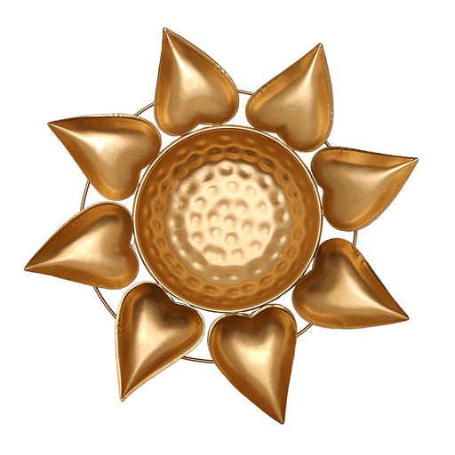 Metal Flower Pot - 1.5 x 11 Inches | Brass Polish Urli/ Heart Design Uruli for Pooja/ 190 Gms Approx - Uruli & Flower Pot