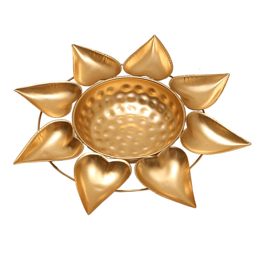 Metal Flower Pot - 1.5 x 11 Inches | Brass Polish Urli/ Heart Design Uruli for Pooja/ 190 Gms Approx - Uruli & Flower Pot