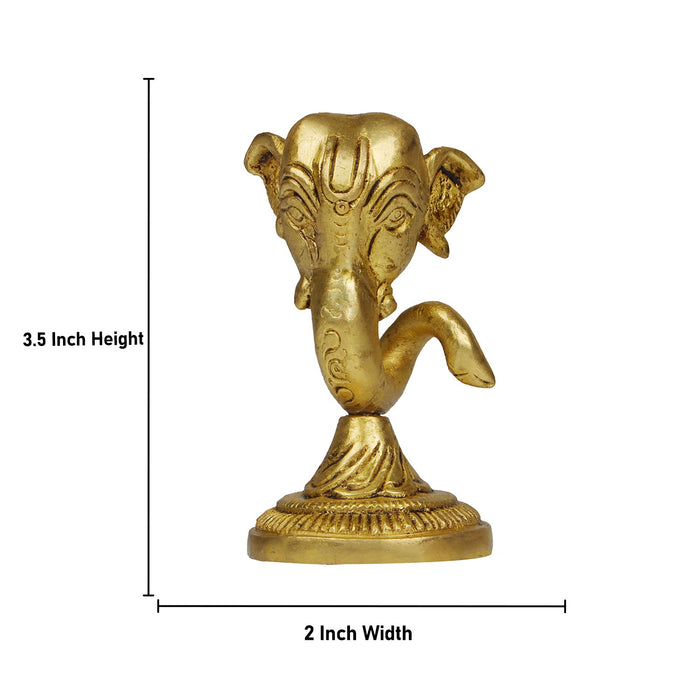 Vinayagar Head Statue - 3.5 Inches | Antique Brass Statue/ Ganesh Murti Wall Hanging for Pooja/ 280 Gms Approx