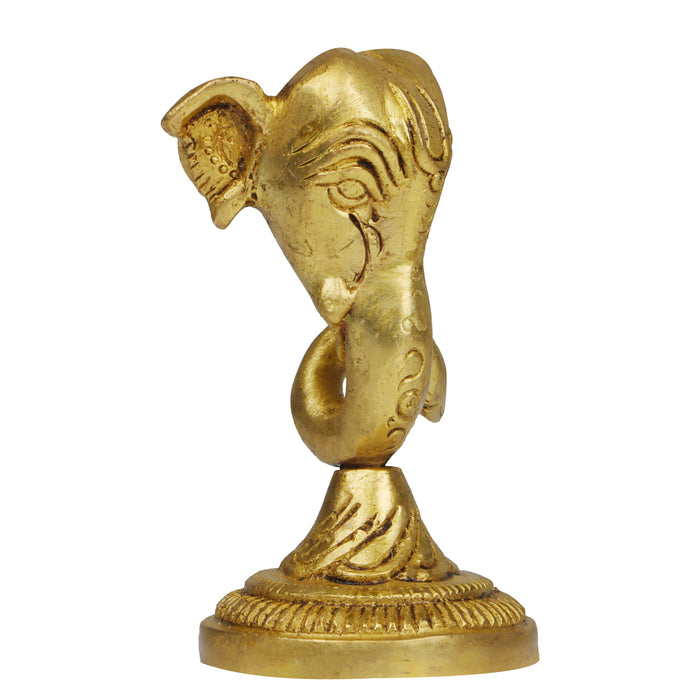 Vinayagar Head Statue - 3.5 Inches | Antique Brass Statue/ Ganesh Murti Wall Hanging for Pooja/ 280 Gms Approx - Brass Murties