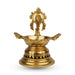 Shank Agal Deepam with Two Parrots - 9.5 x 8.5 Inches | Brass Lamp/ Vilakku for Pooja/ 2.640 Kgs Approx - Karthik Deep