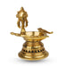 Shank Agal Deepam with Two Parrots - 9.5 x 8.5 Inches | Brass Lamp/ Vilakku for Pooja/ 2.640 Kgs Approx - Karthik Deep