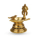 Shank Agal Deepam with Two Parrots - 9.5 x 8.5 Inches | Brass Lamp/ Vilakku for Pooja/ 2.640 Kgs Approx - Karthik Deep