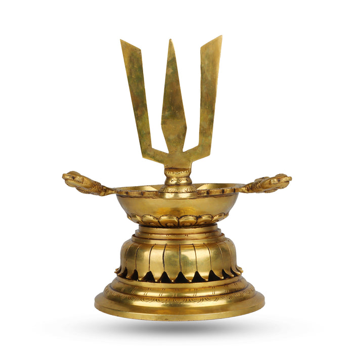 Namam Agal Deep with Two Parrots - 9.5 x 8.5 Inches | Brass Lamp/ Vilakku for Pooja/ 2.435 Gms Approx - Karthik Deep