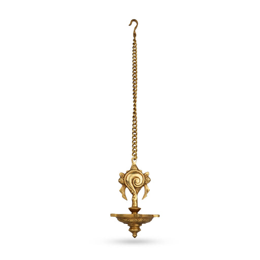 Shank Hanging Lamp - 7 Inches | Hanging Diya/ Brass Vilakku for Pooja/ 775 Gms Approx - Hanging Lamp