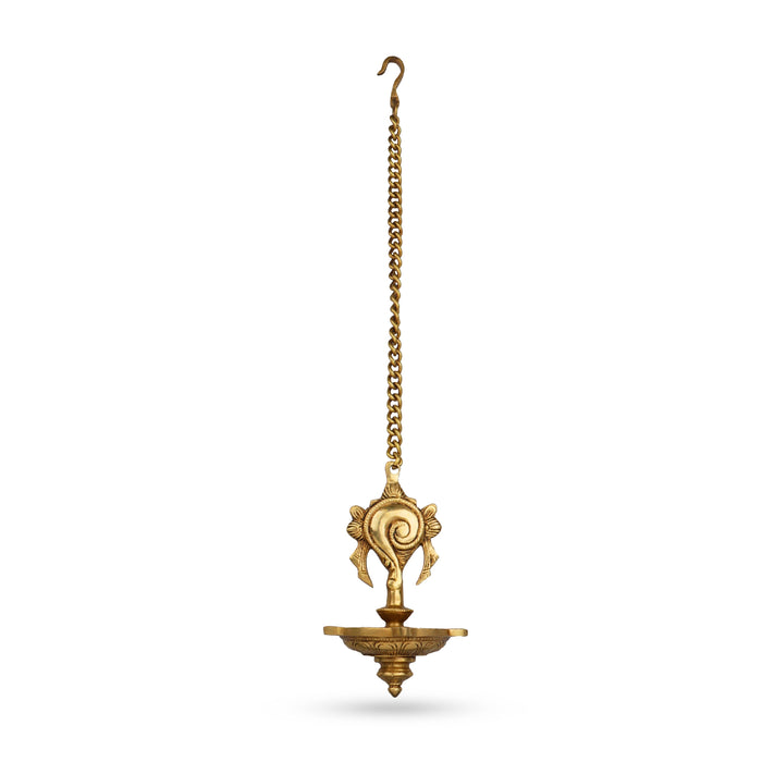Shank Hanging Lamp - 7 Inches | Hanging Diya/ Brass Vilakku for Pooja/ 775 Gms Approx - Hanging Lamp