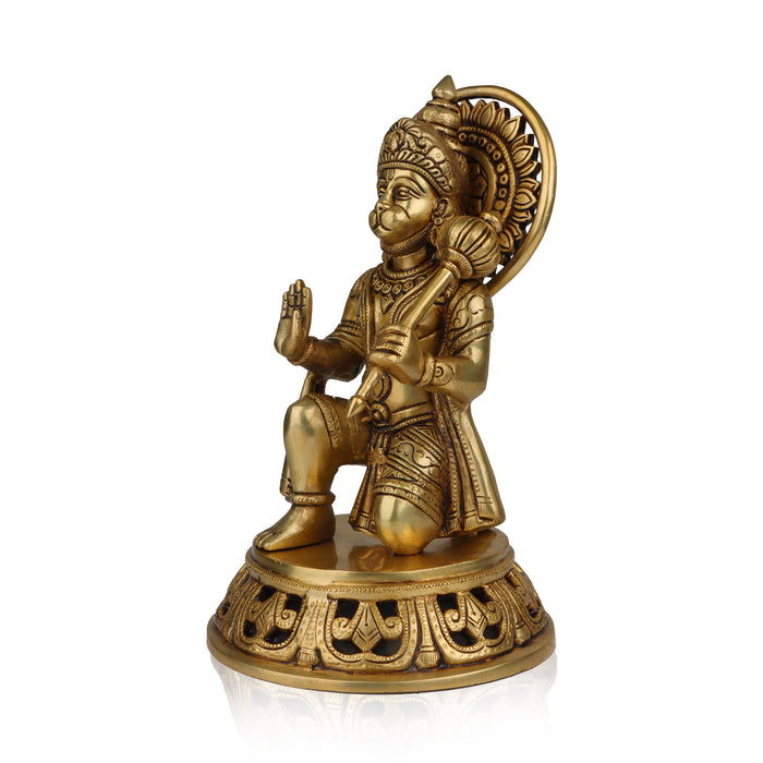 Anjaneya Statue - 11 Inches | Hanuman Mandi/ Brass Idol/ Hanuman Murti/ Hanuman Statue for Pooja - Brass Murties