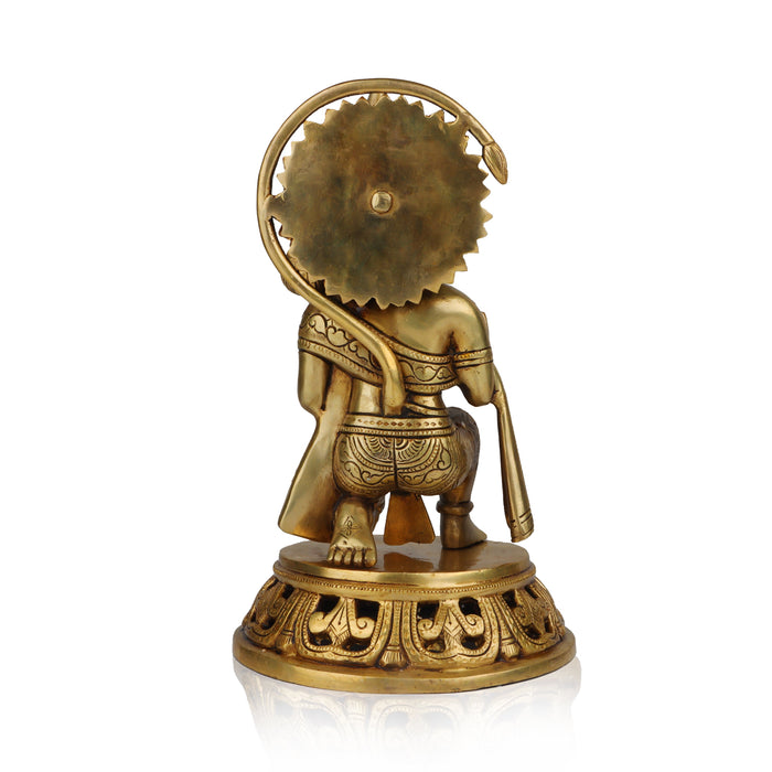 Anjaneya Statue - 11 Inches | Hanuman Mandi/ Brass Idol/ Hanuman Murti/ Hanuman Statue for Pooja - Brass Murties