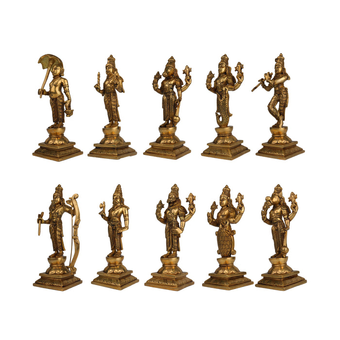 Dasavatharam Set - 9.5 Inches | Brass Idol/ Vishnu Avatar for Pooja/ 17.260 Kgs Approx