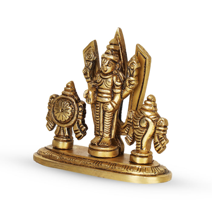 Balaji Murti - 3.5 Inches | Antique Brass Statue/ Shankh Chakra Balaji Idol for Pooja/ 280 Gms Approx