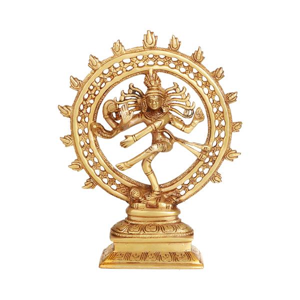 Natraj Double Frame | Antique Brass Statue/ Nataraj Murti/ Natraja Statue for Pooja