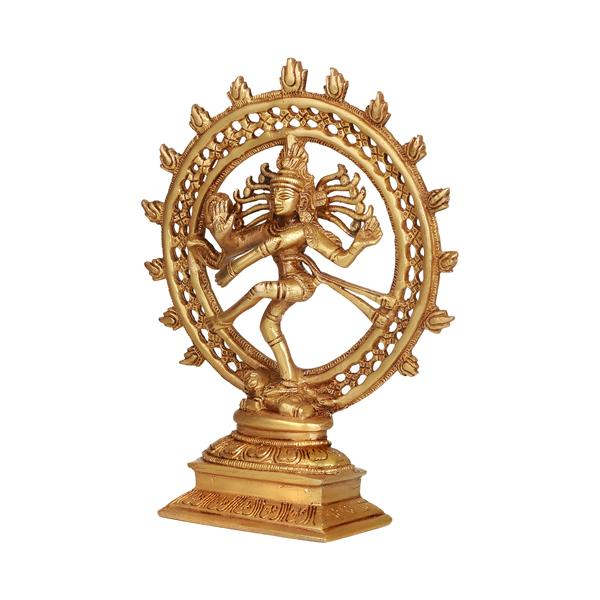 Natraj Double Frame | Antique Brass Statue/ Nataraj Murti/ Natraja Statue for Pooja