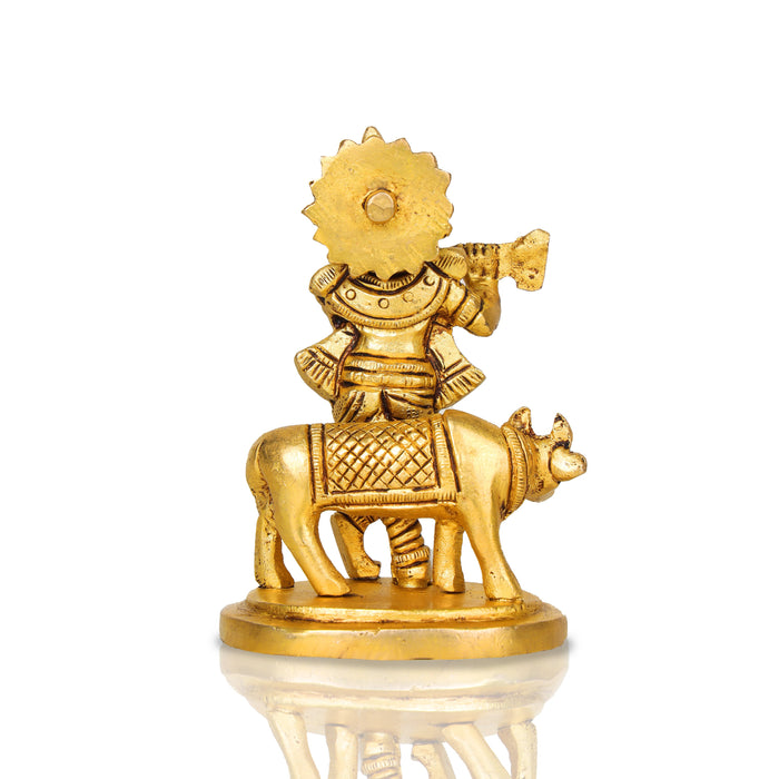 Krishna with Cow Statue | Antique Brass Statue/ Krishnan Statue/ Krishna Idol for Pooja