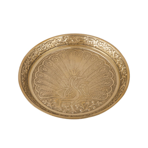 Brass Tray - 1.5 Inches | Puja Thali/ Decorative Thali/ Pin Tray for Pooja - Pooja Plate & Tray
