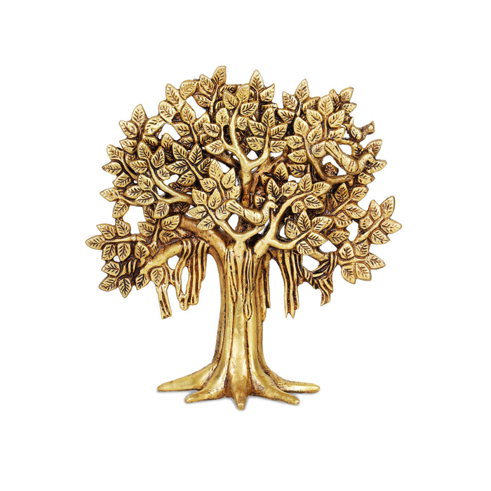 Karpaga Viruksham Tree - 11 Inches | Artificial Tree/ Antique Brass Statue/ Brass Tree for Pooja - Wall Hanging