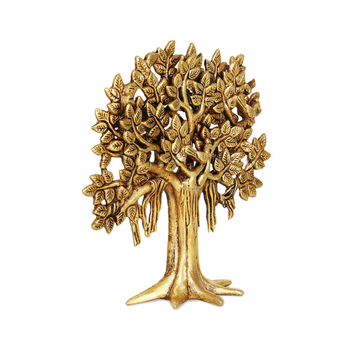 Karpaga Viruksham Tree - 11 Inches | Artificial Tree/ Antique Brass Statue/ Brass Tree for Pooja - Wall Hanging