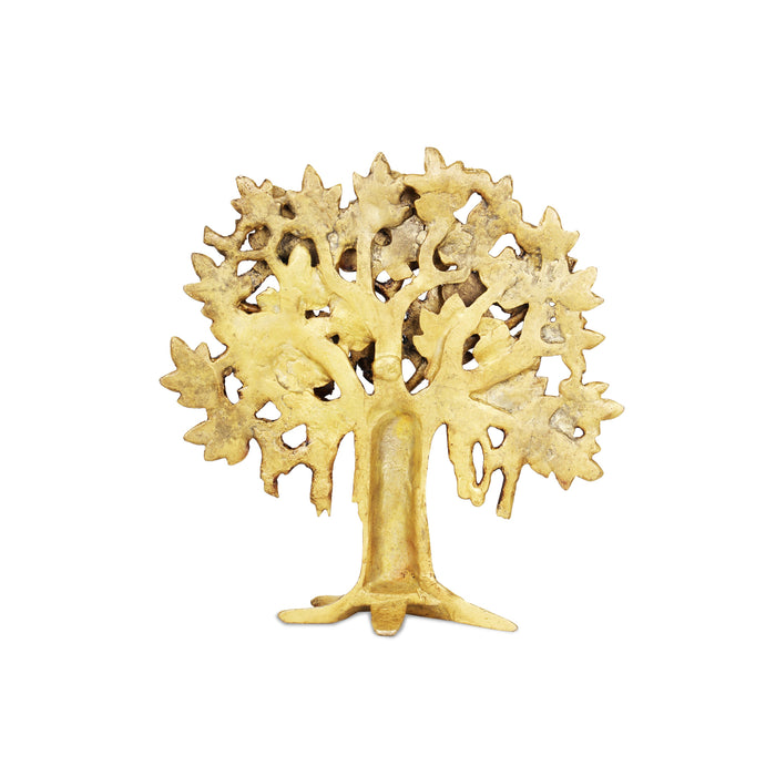 Karpaga Viruksham Tree - 11 Inches | Artificial Tree/ Antique Brass Statue/ Brass Tree for Pooja - Wall Hanging