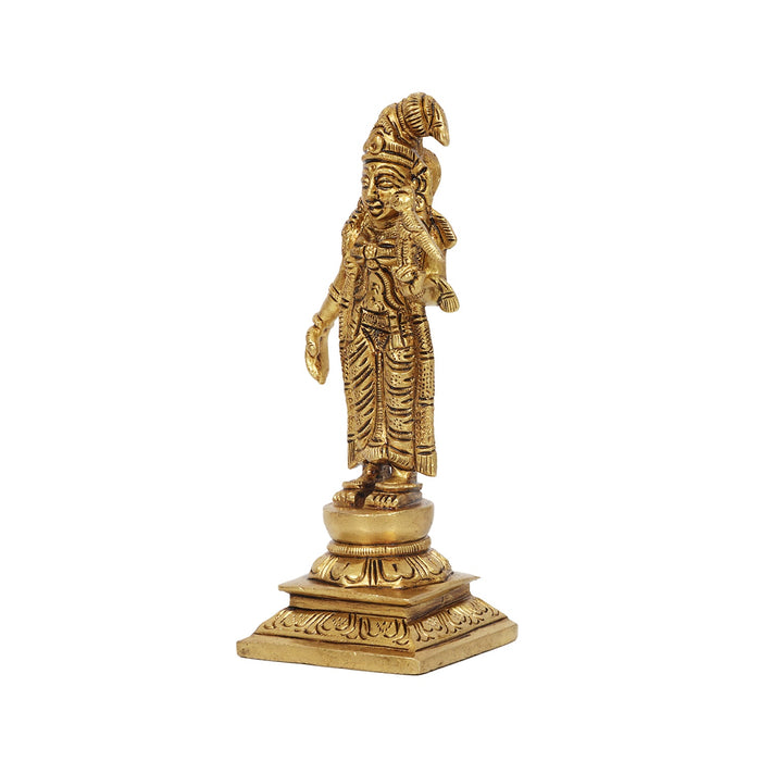 Andal Statue - 7 Inches | Antique Brass Statue/ Andal Idol for Pooja/ 500 Gms Approx